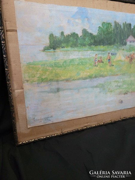 XX. század eleji, ismeretlen festő, Balatonzamárdi, strand jelenet