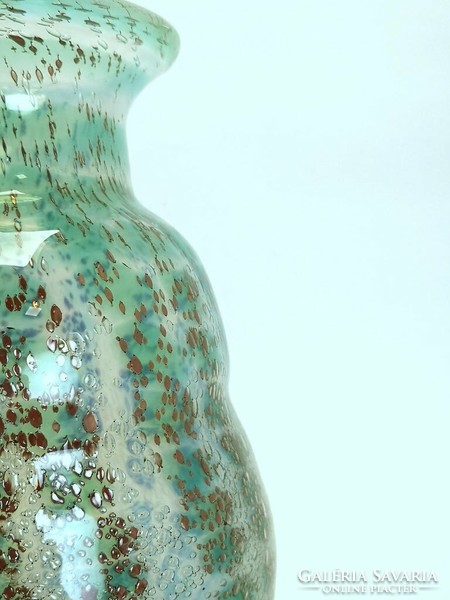 Special two-layer artistic glass vase shining in silver turquoise color - 5711