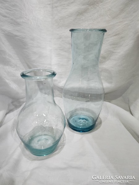 Antique blown glass broken blue milk 2 pieces in one