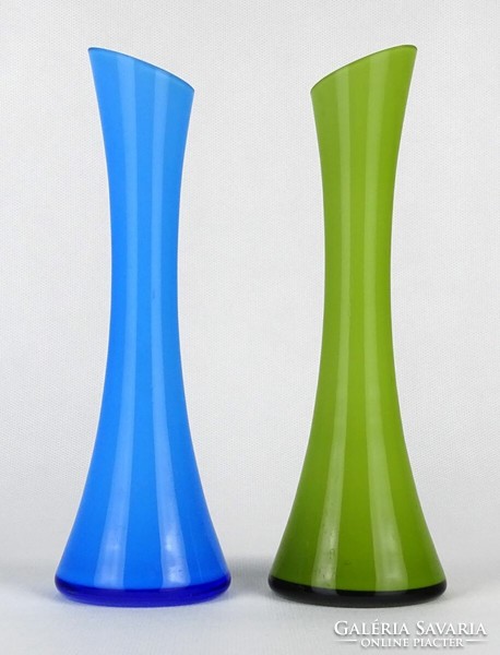 1N718 blown colored mid century art glass vase pair 20 cm