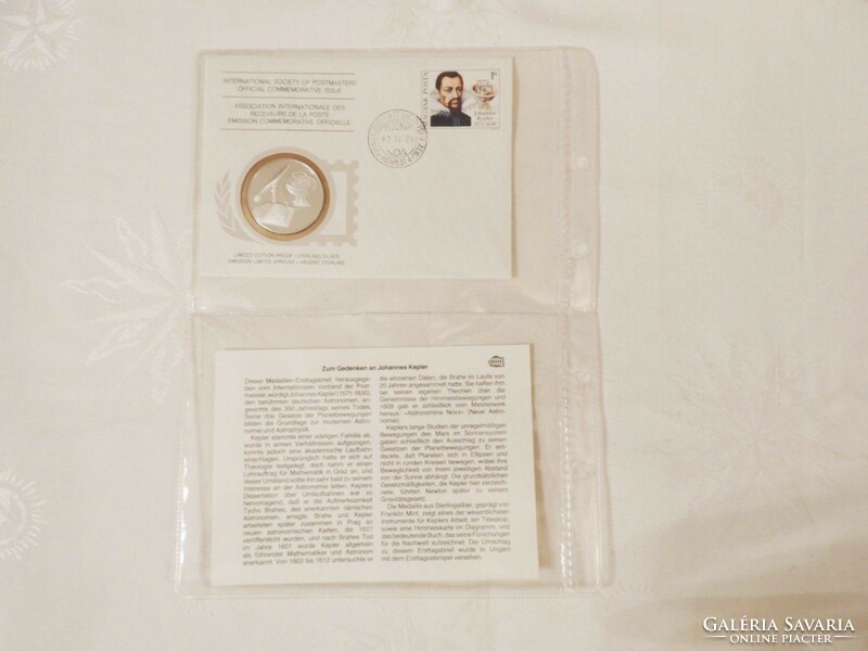 1980 hatalmas ezüst érmével ! magyar boríték KEPLER UNC német nyelvű ismertetővel