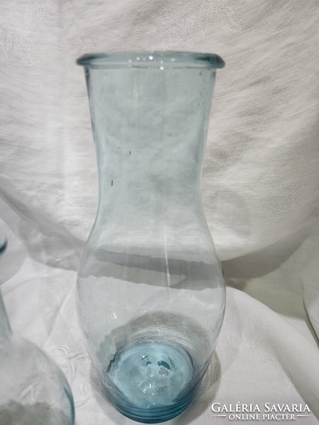 Antik Fújt Üvegek  Szakított Kék Tejes 2 db Egyben