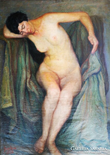 József Joachim - seated female nude