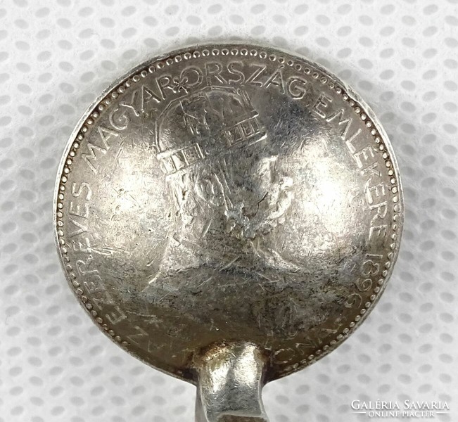 1N643 Régi Ezeréves Magyarország ezüst 1 koronás díszkanál készlet 1896