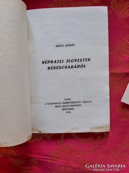 András Krupa: ethnographic notes about Békéscsaba