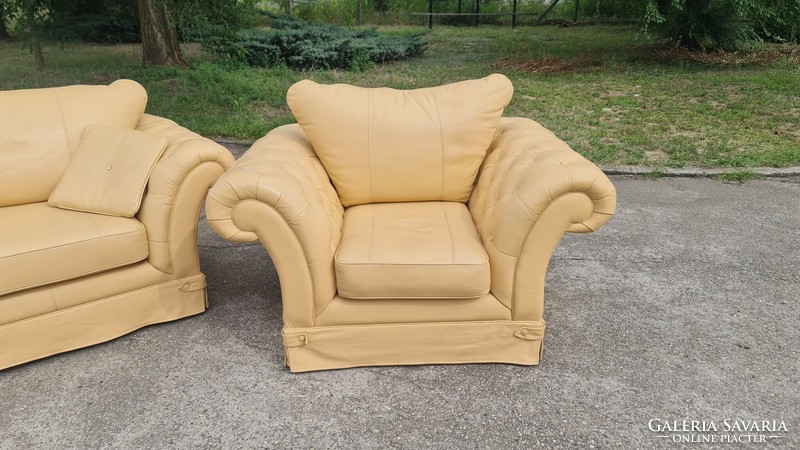 A727 modern chesterfield style leather sofa set 3-1-1