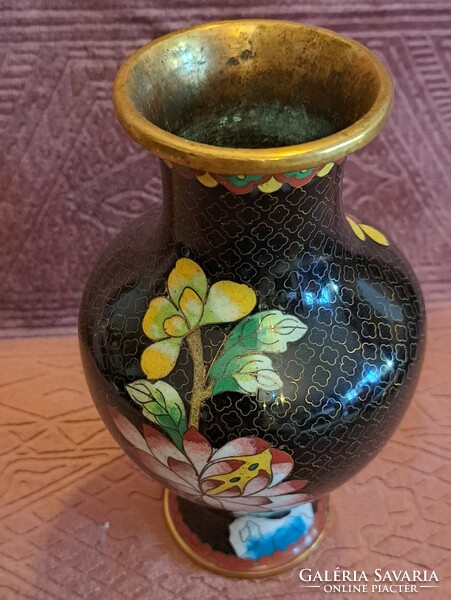 Old copper enamel vase, cloisonné vase (l4069)