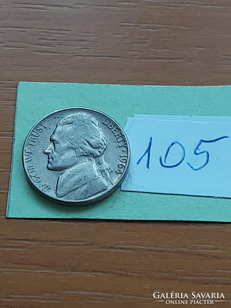 USA 5 CENT 1964 / D, Thomas Jefferson, Réz-nikkel  105