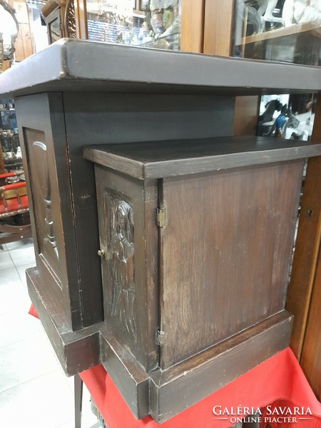 Solid wood carved, religious, church prayer object storage cabinet.