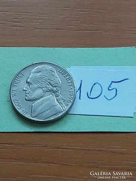 Usa 5 cents 1996 / p, thomas jefferson, copper-nickel 105