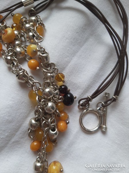 Amber stone, necklace with 925 sterling silver fittings!