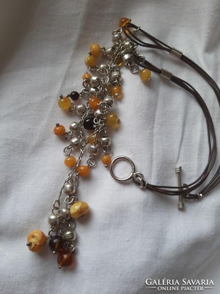 Amber stone, necklace with 925 sterling silver fittings!