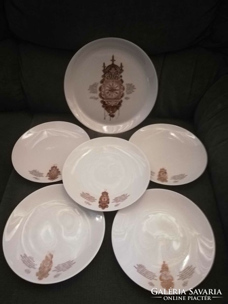 Old clock pattern Mitterteich Bavarian German porcelain plate set