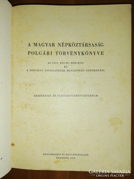 The Civil Code of the Hungarian People's Republic 1959.