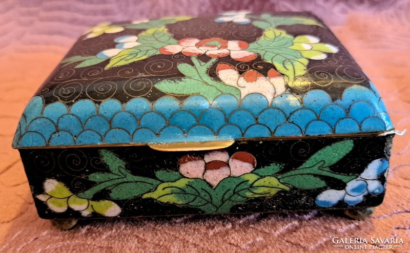 Old copper enamel box, cloisonné box (l4070)