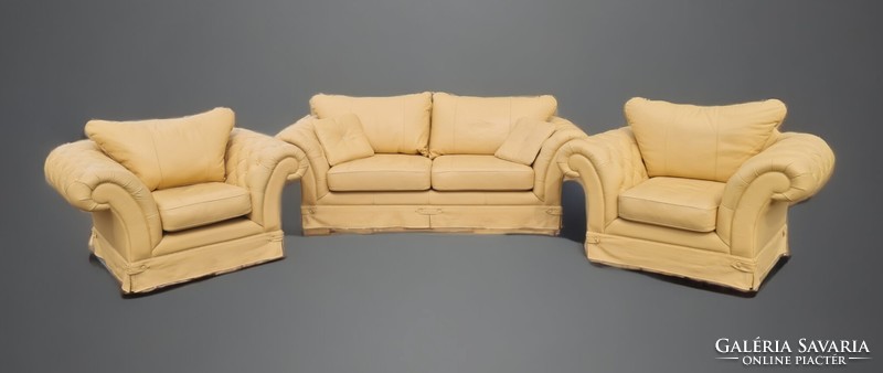 A727 modern chesterfield style leather sofa set 3-1-1