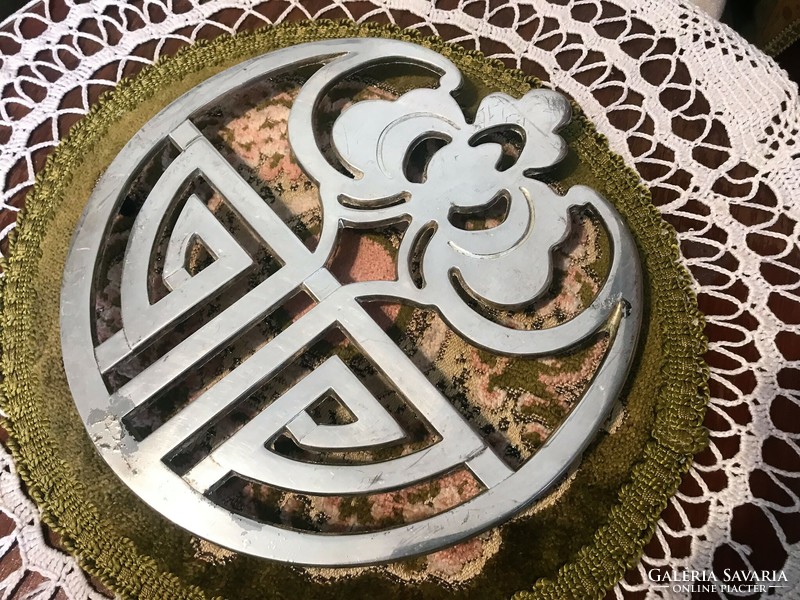 A rare, silver-plated, wonderful, old, large-sized, stable dish coaster