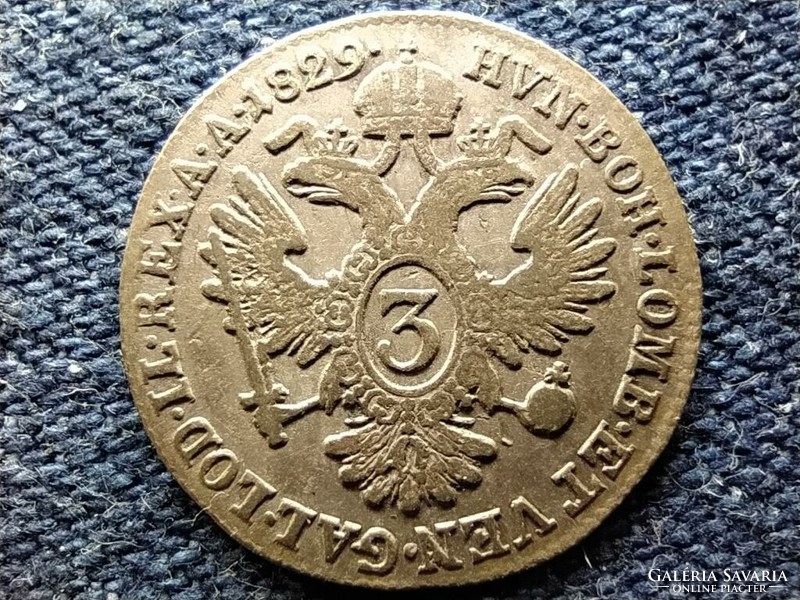 Austria II. Ferenc (1792-1835) .346 Silver 3 krajcár 1829 a (id78368)