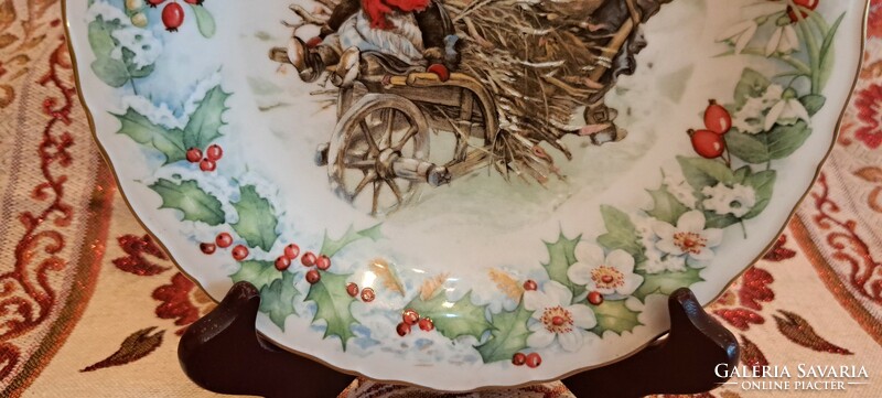 Exkluzív szecessziós gyerekekkel díszített porcelán tányér, karácsonyi dísztányér 4 (L4021)