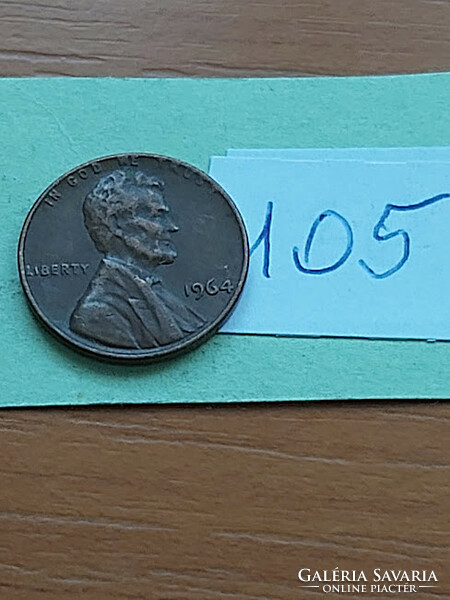 USA 1 CENT 1964  Abraham Lincoln, Réz-Cink  105