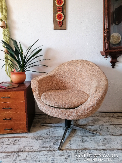 Retro régi fémvázas forgó fotel mid century kagylófotel