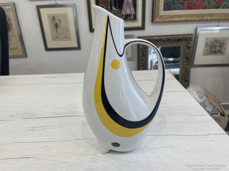 Zsolnay Turkish János Sinkó András vase jug spout cat vase modern mid century retro