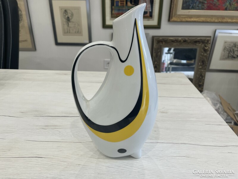 Zsolnay Turkish János Sinkó András vase jug spout cat vase modern mid century retro