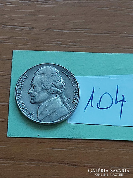 USA 5 CENT 1964  Thomas Jefferson, Réz-nikkel  104