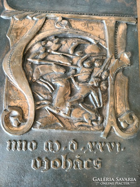 Bronz/rézötvözetből készült Mohács emléktárgy, falikép