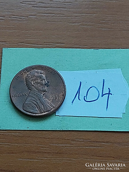 Usa 1 cent 1987 abraham lincoln zinc copper plated 104