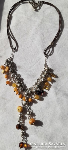 Amber stone, necklace with 925 sterling silver fittings!