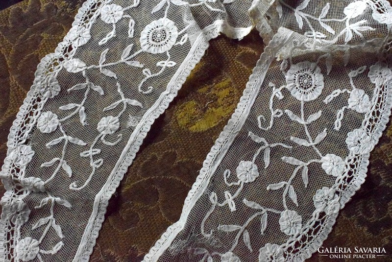 Antique breath thin appliqué tulle lace dress trim stole long collar