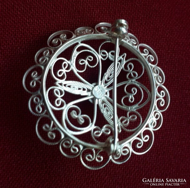 Filigree silver brooch