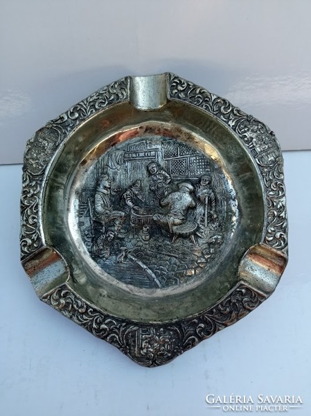 Metal ashtray with a funny scene