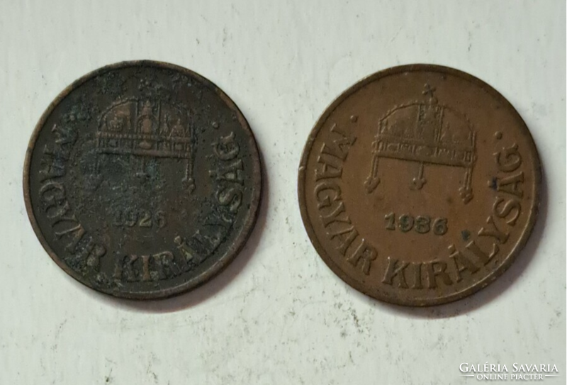 1925., 1936. 2 pieces 1 philler Hungarian kingdom (520)