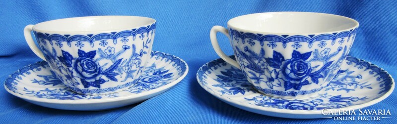 4 db Virágmintás  Japán teáscsésze+ alátét , jelzett, csésze 5,4 cm magas, tányér átmérő 14.5 cm.