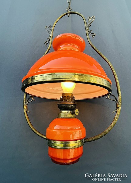 Red chandelier lamp.