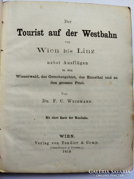 Der Tourist Auf der Westbahn címmel 1859-es kiadás / Linztől-Bécsig tartó vasútvonal bemutatása, tur
