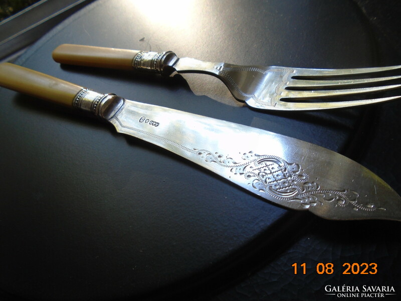 1893 Sheffield c.J. Allen&sidney darwin victorian silver plated fish set with silver rings