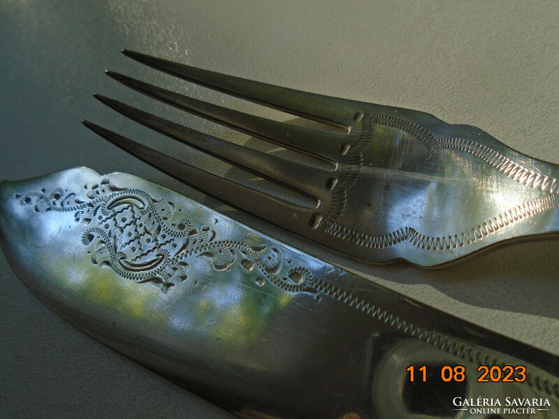 1893 Sheffield c.J. Allen&sidney darwin victorian silver plated fish set with silver rings