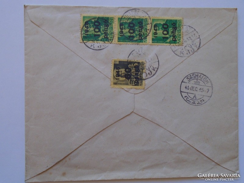 S3.41  Inflációs bélyeges boríték  Dr. Fonó István ügyvédi iroda  1945 dec. 15 Budapest  Sashalom