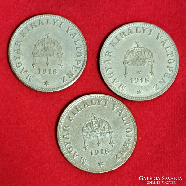1918. 20 Hungarian royal change 3 pieces in one (210)