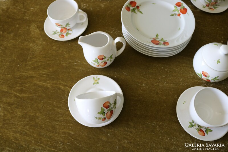 Herend bognár porcelain shop with fabulous strawberry pattern cake and coffee / tea set