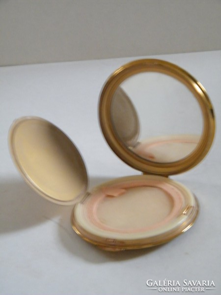 Mirror powder box with fire enamel top (mimosa)