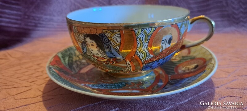 Old oriental eggshell porcelain tea cup with plate (l4073)