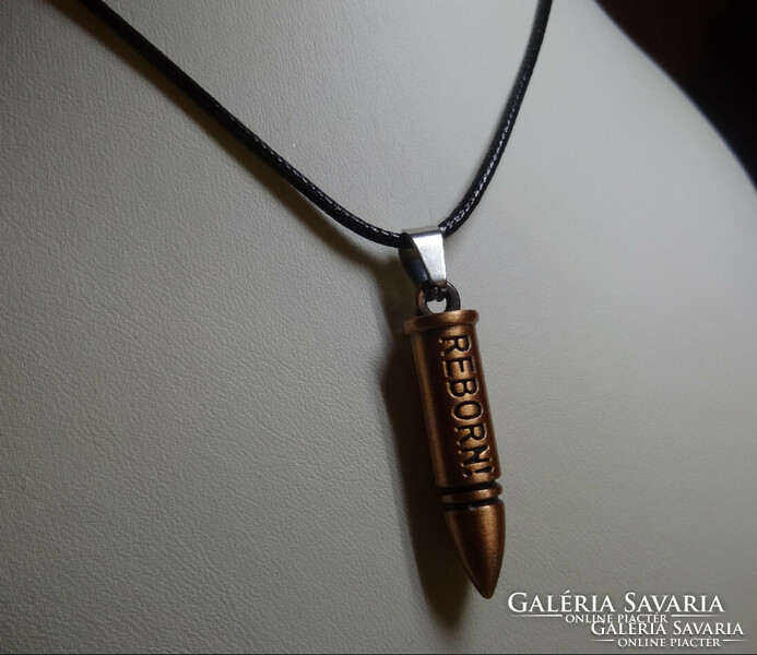 Men's necklace with copper cartridge pendant, the surface of the pendant is treated, so it will not rust or oxidize.