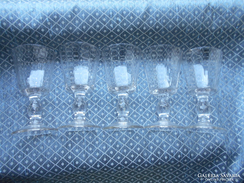 5 pcs. Bider-style thick glass cups with antique bases--the price refers to 5 pcs