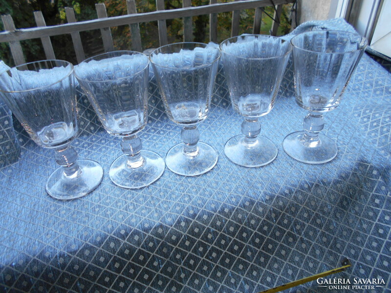 5 pcs. Bider-style thick glass cups with antique bases--the price refers to 5 pcs