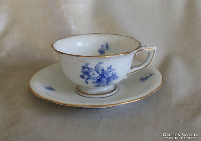 Antik ritka herendi porcelán kávéspohár + alj  Kék mintás herendi porcelán-hibátlan