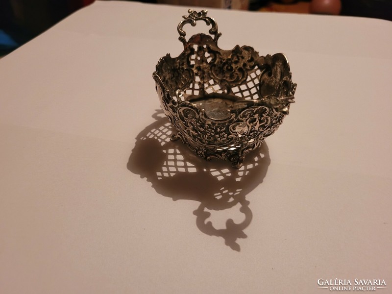 Decorative silver serving bowl